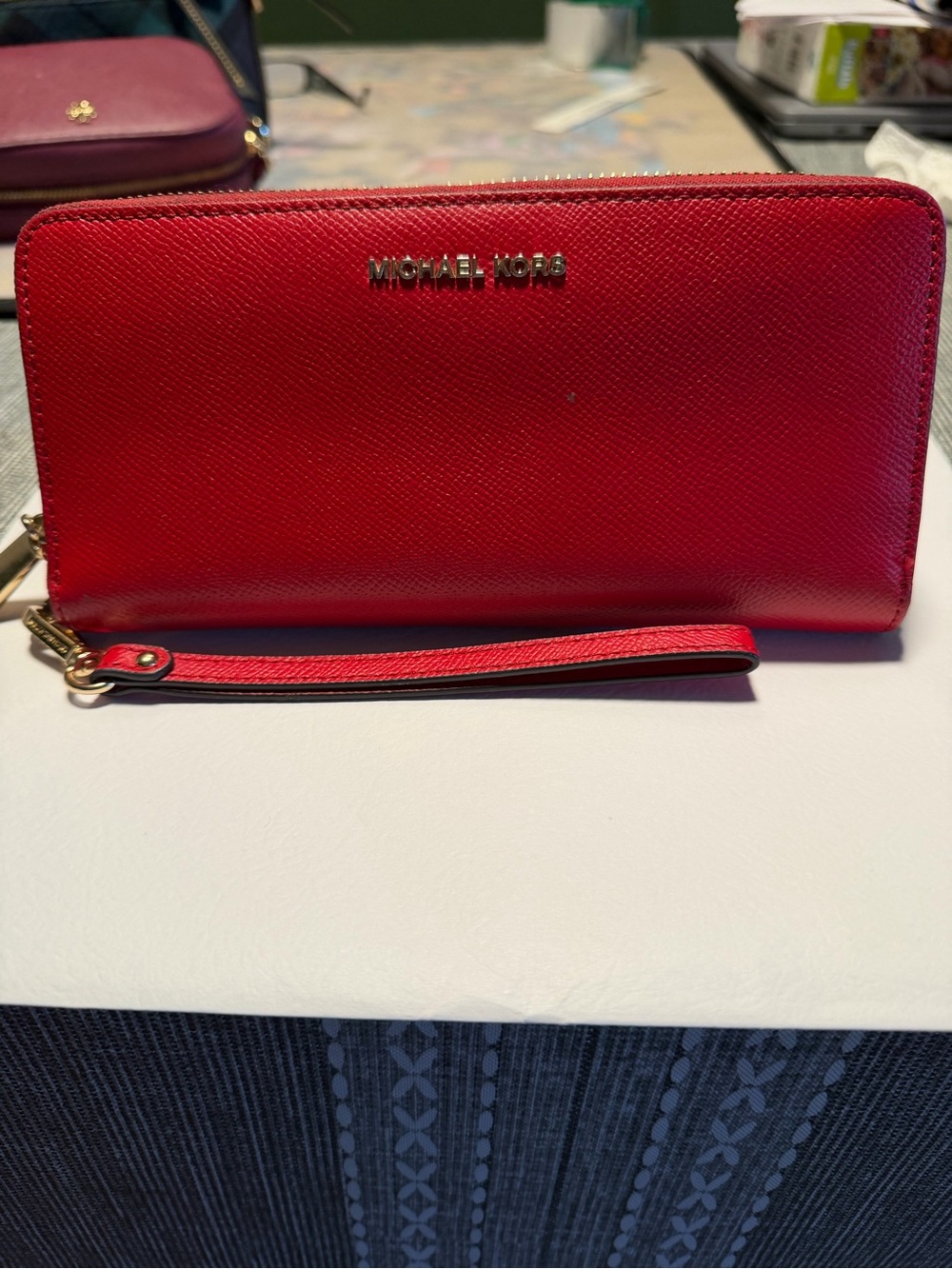 Michael Kors Red Zip-Around wallet/Wristlet Card Holder